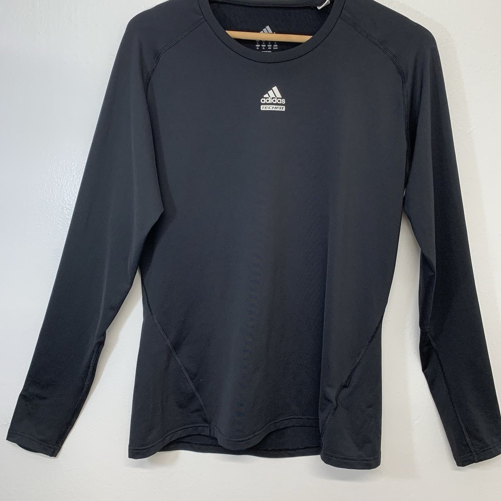 Adidas Tech‎ Fit Climalite Base Layer Top Shirt Woman XL Black Activewear Warm